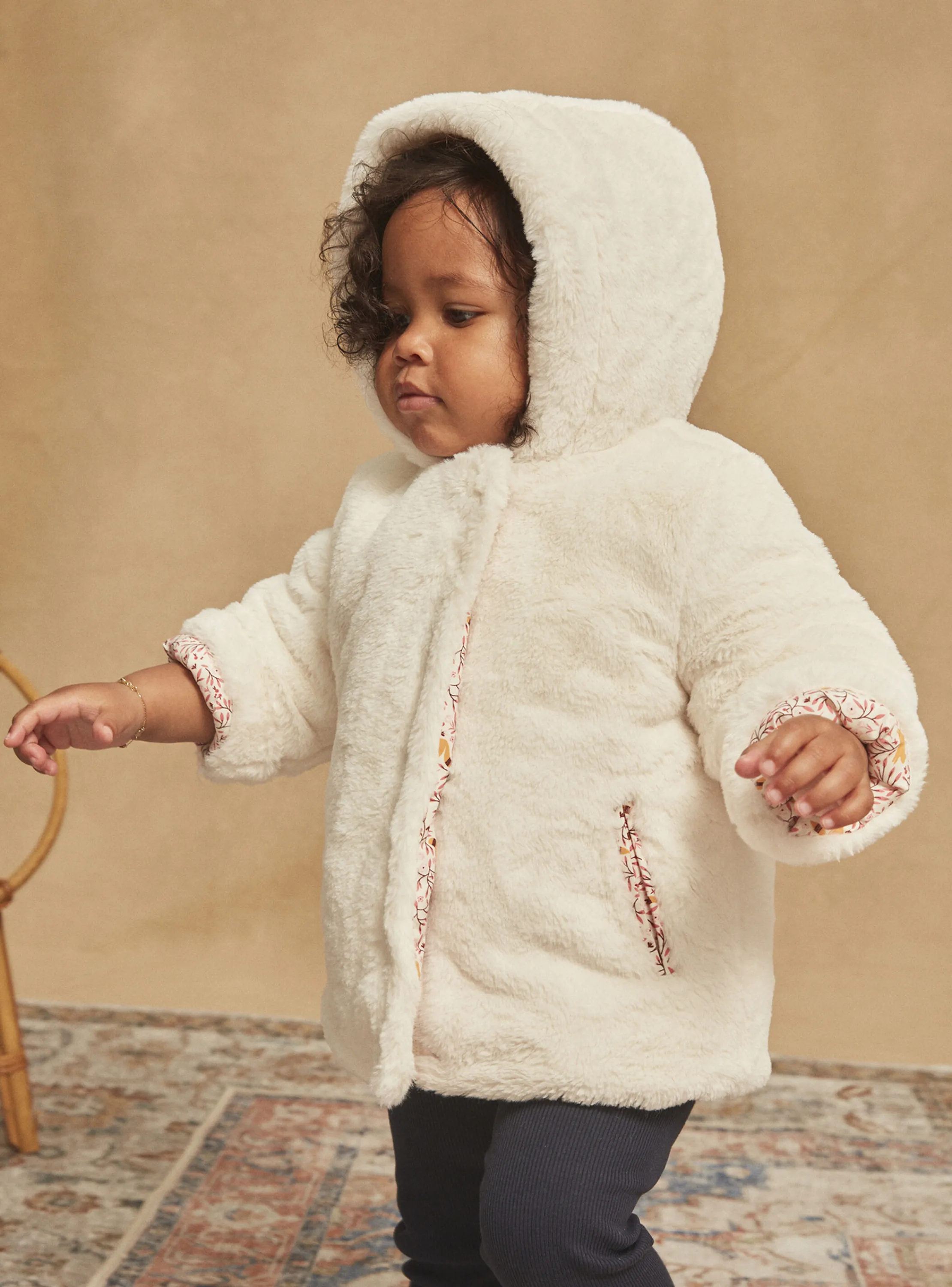 Cheap Sergent Major Reversible ecru and pink hooded coat