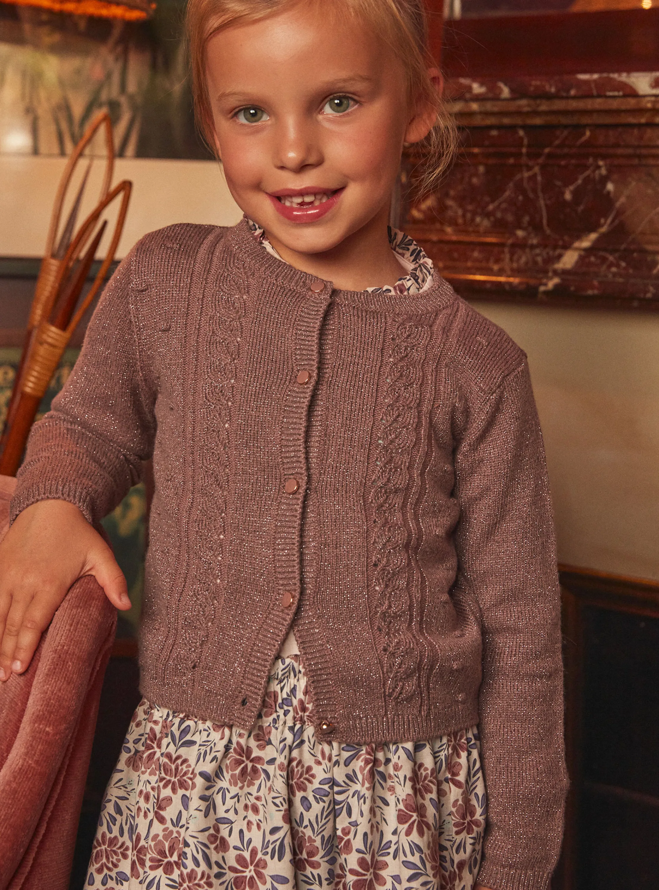 Online Sergent Major Rosewood openwork cardigan