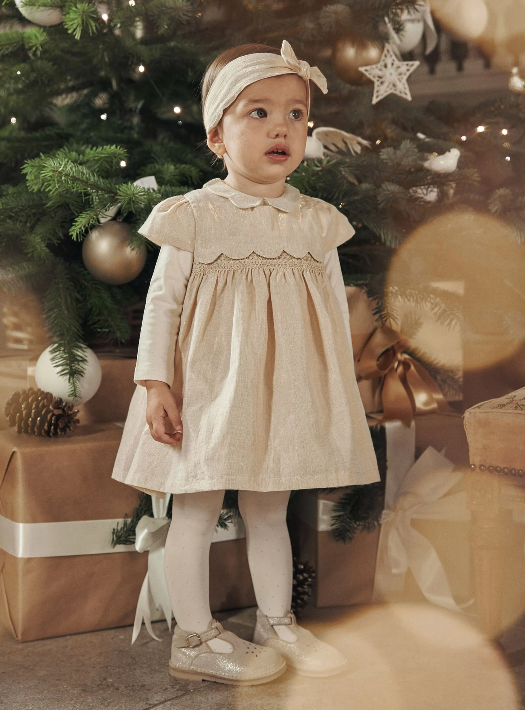 Online Sergent Major Sequined gold dress with short sleeves