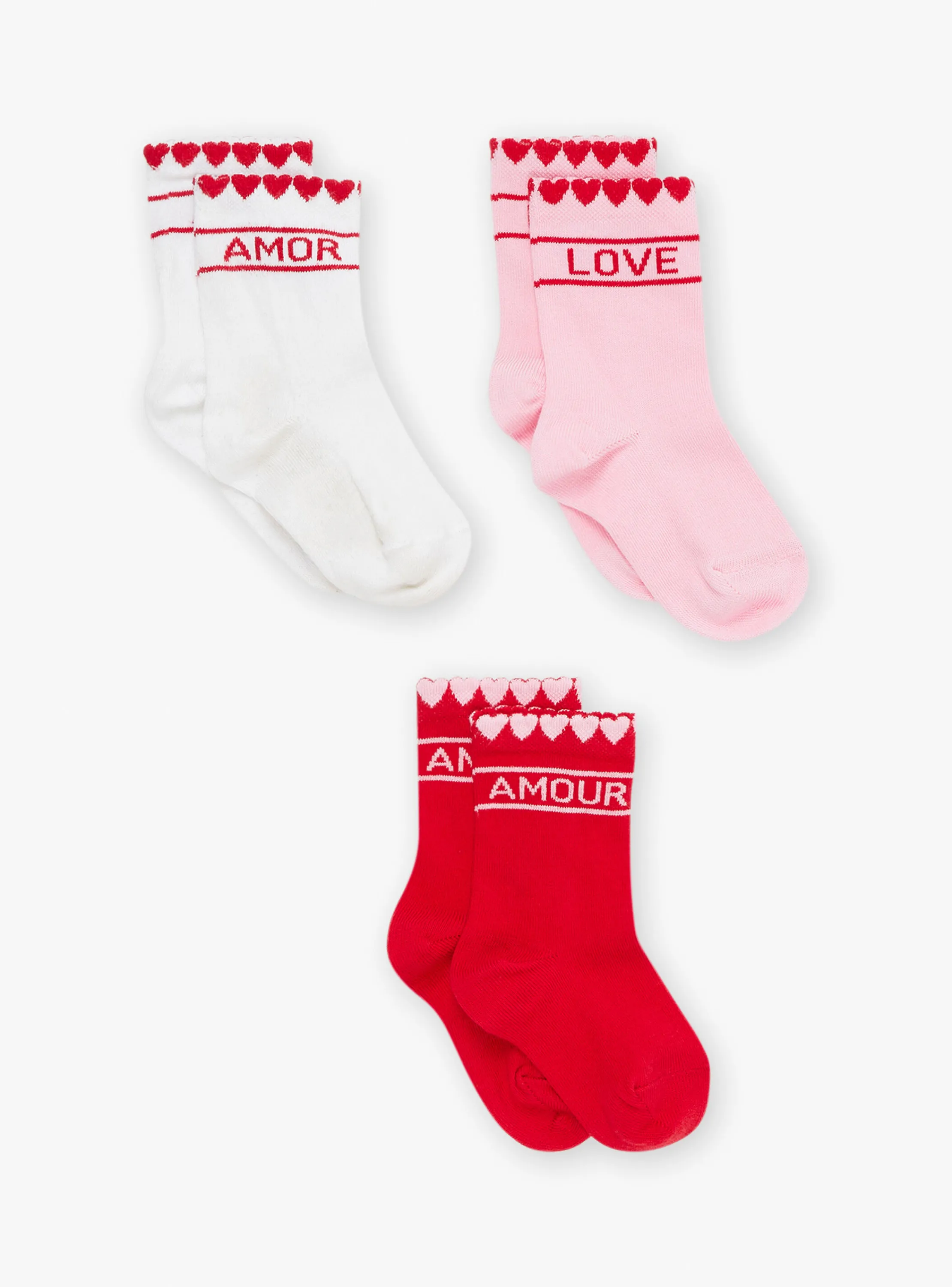New Sergent Major Set of 3 pairs of red, pink and ecru socks