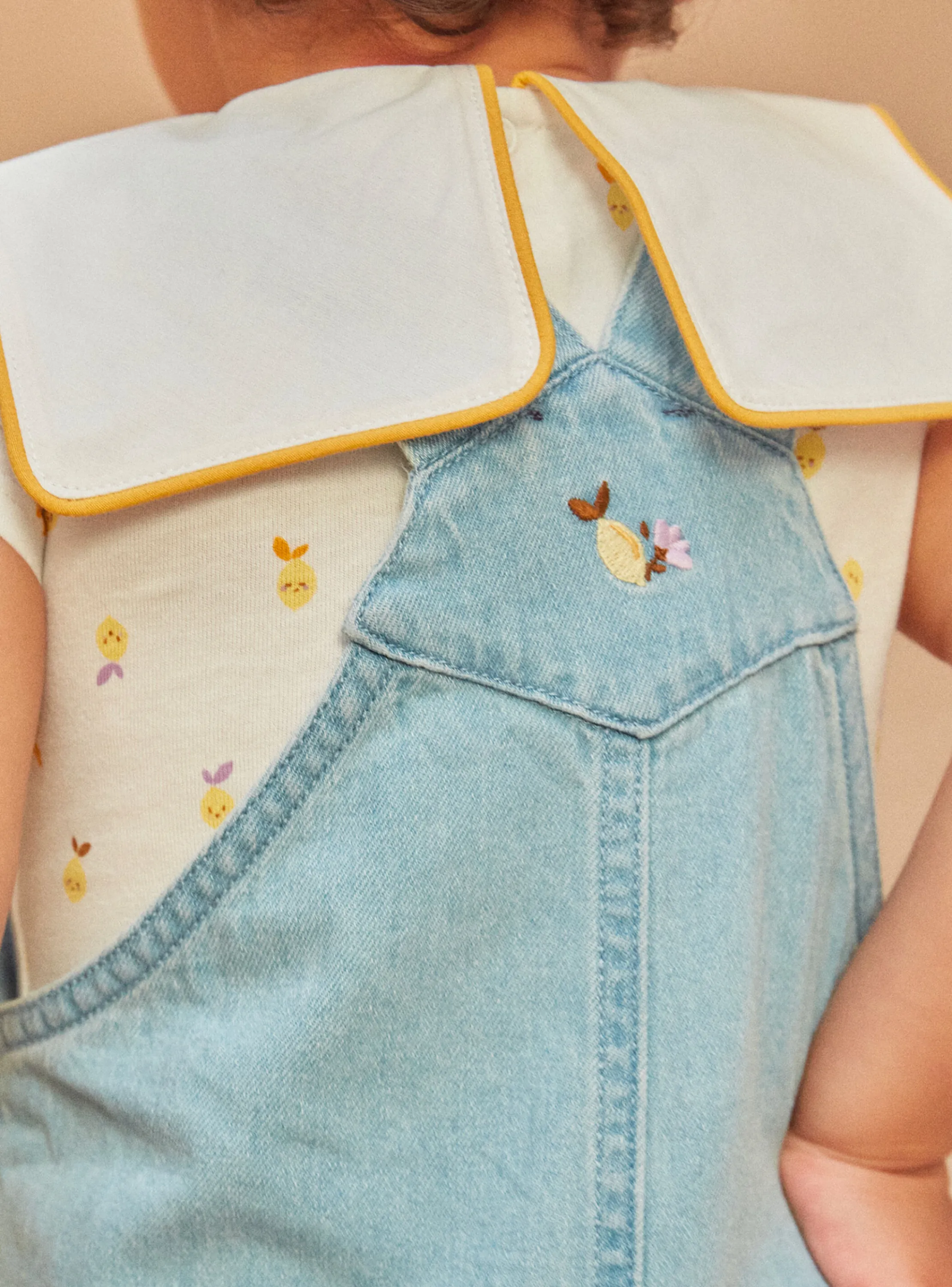 Sale Sergent Major Short denim dungarees with embroidery