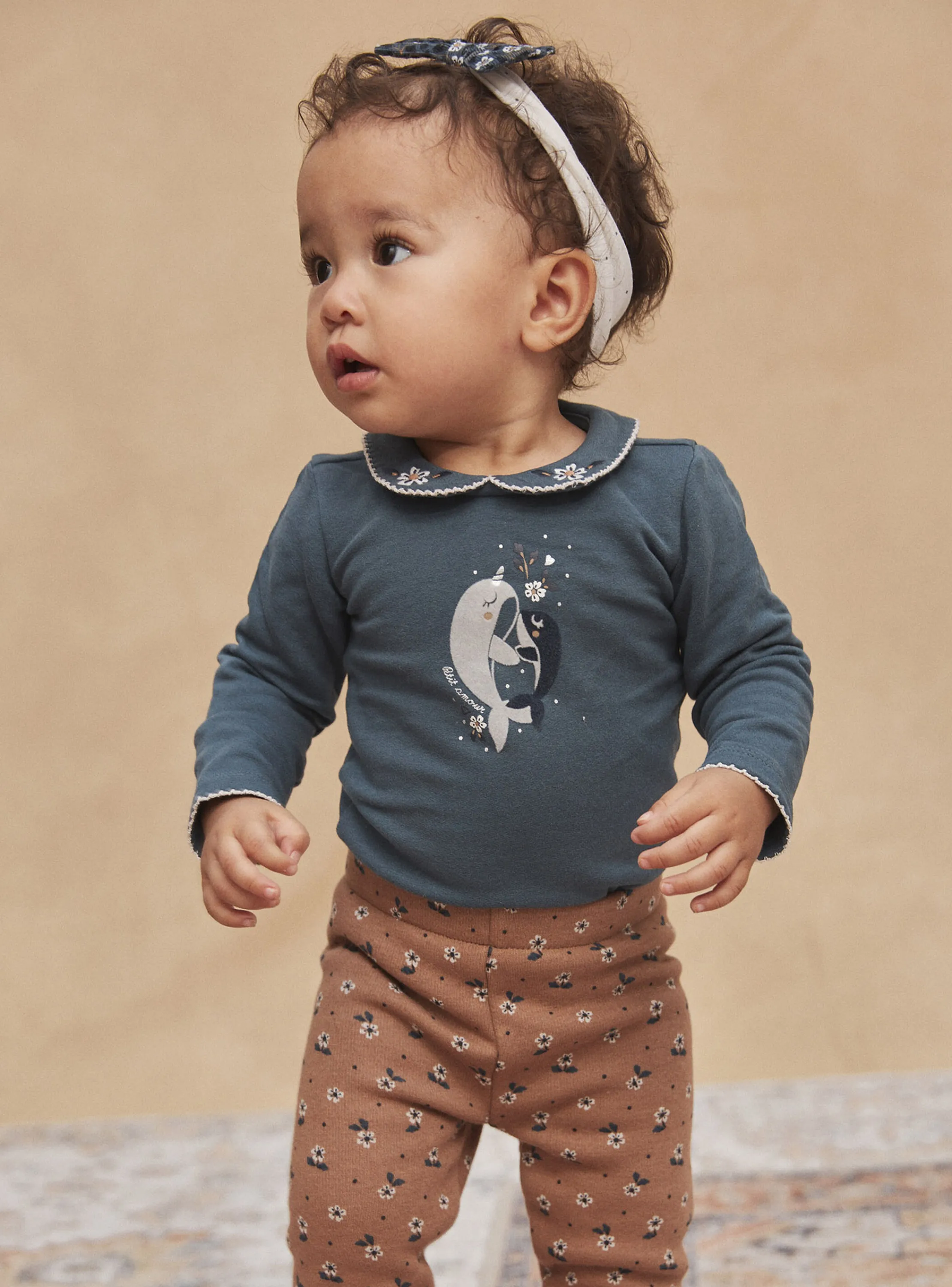Outlet Sergent Major Slate blue long-sleeved fleece bodysuit