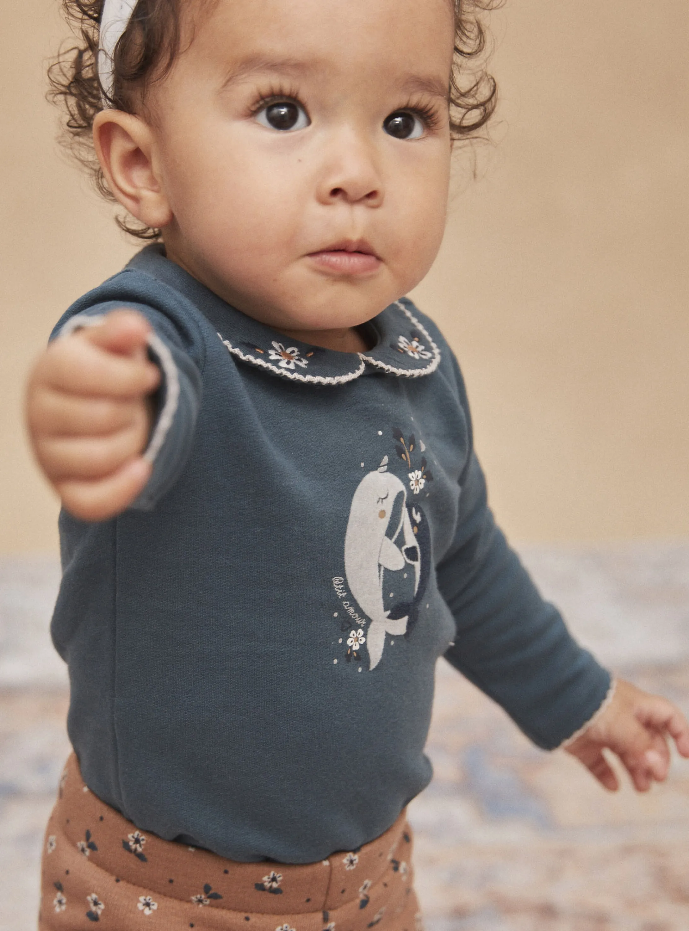 Outlet Sergent Major Slate blue long-sleeved fleece bodysuit