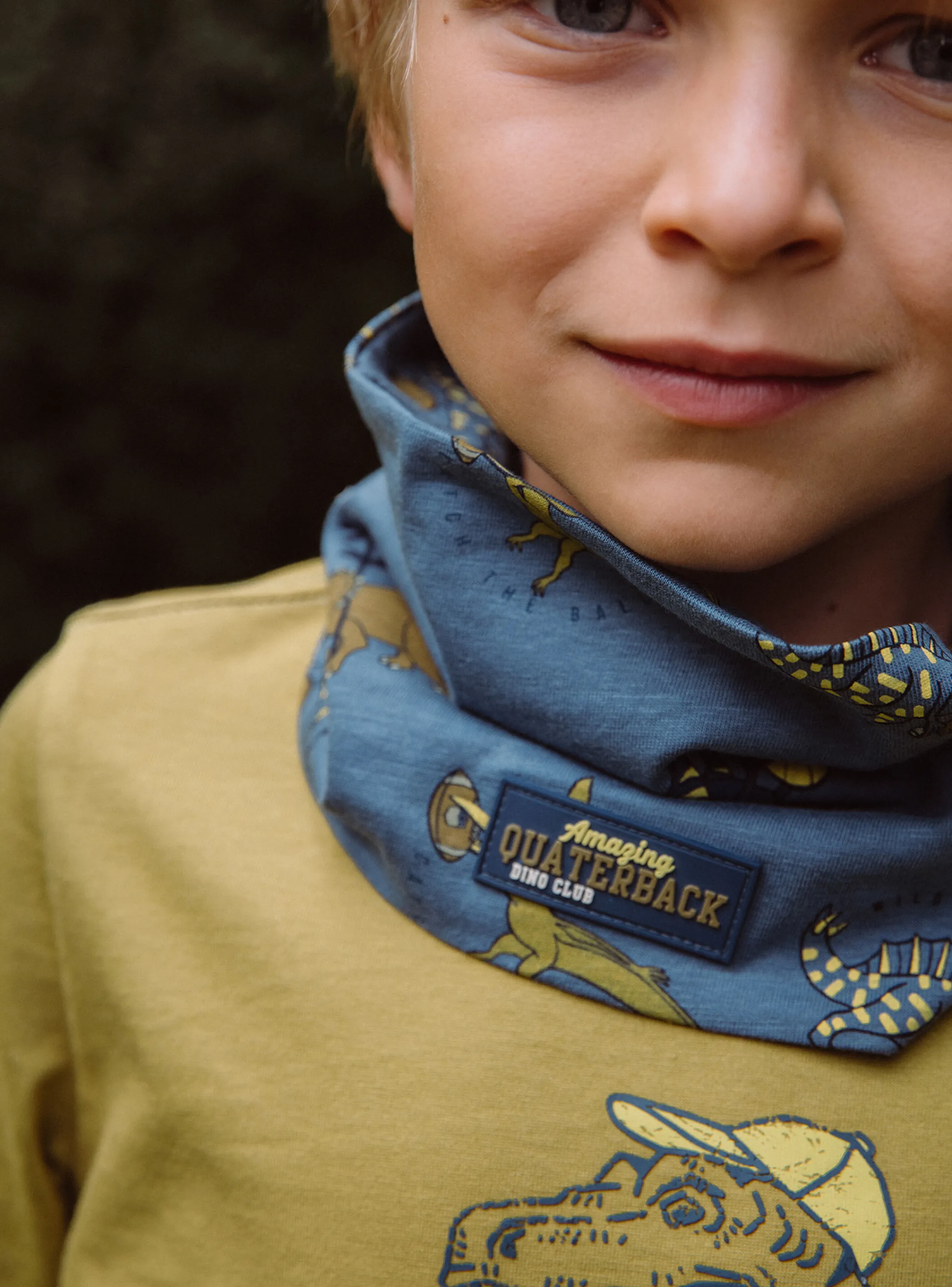 Store Sergent Major Slate blue snood with dinosaur print