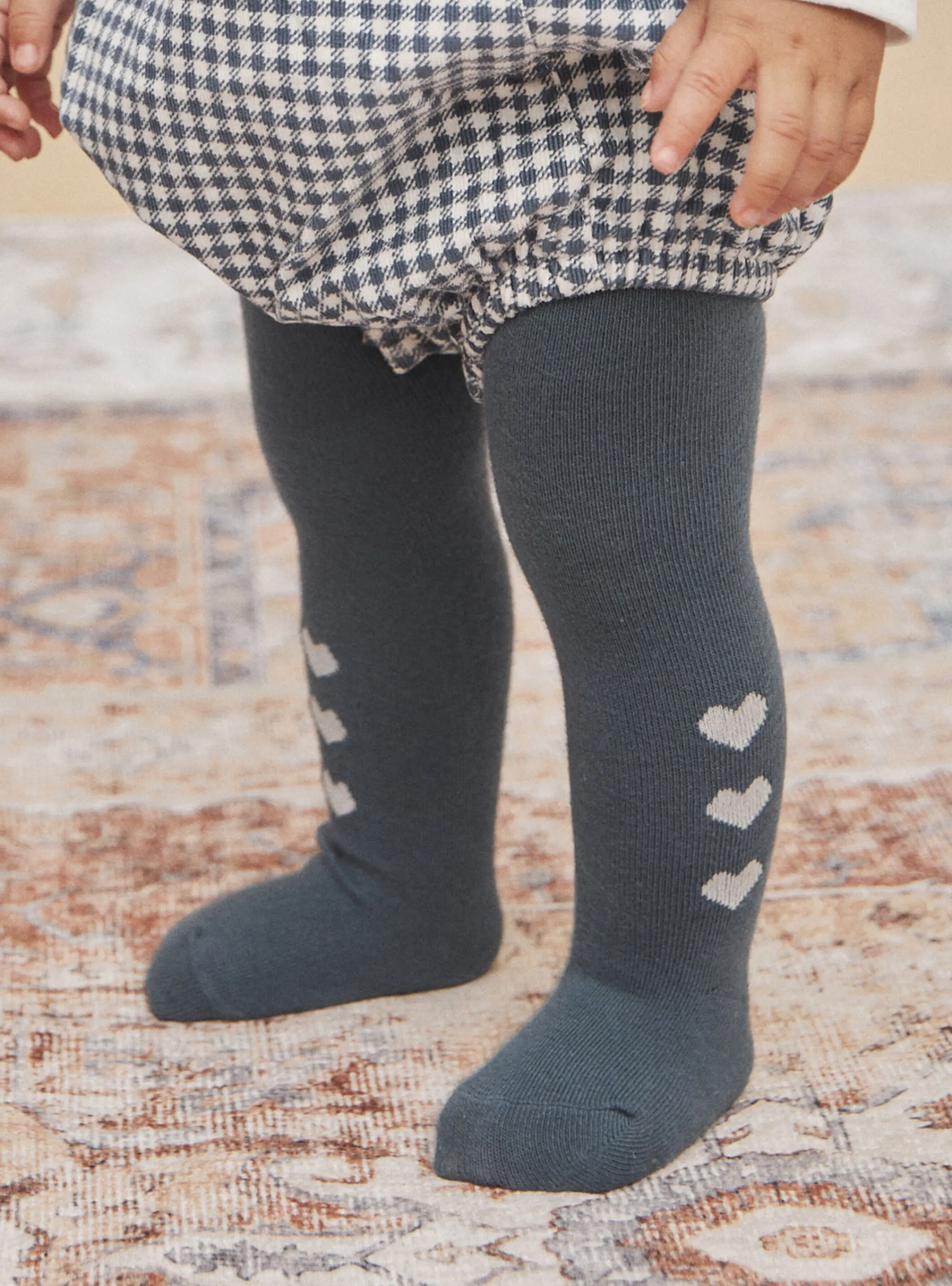 Flash Sale Sergent Major Slate blue tights with heart pattern