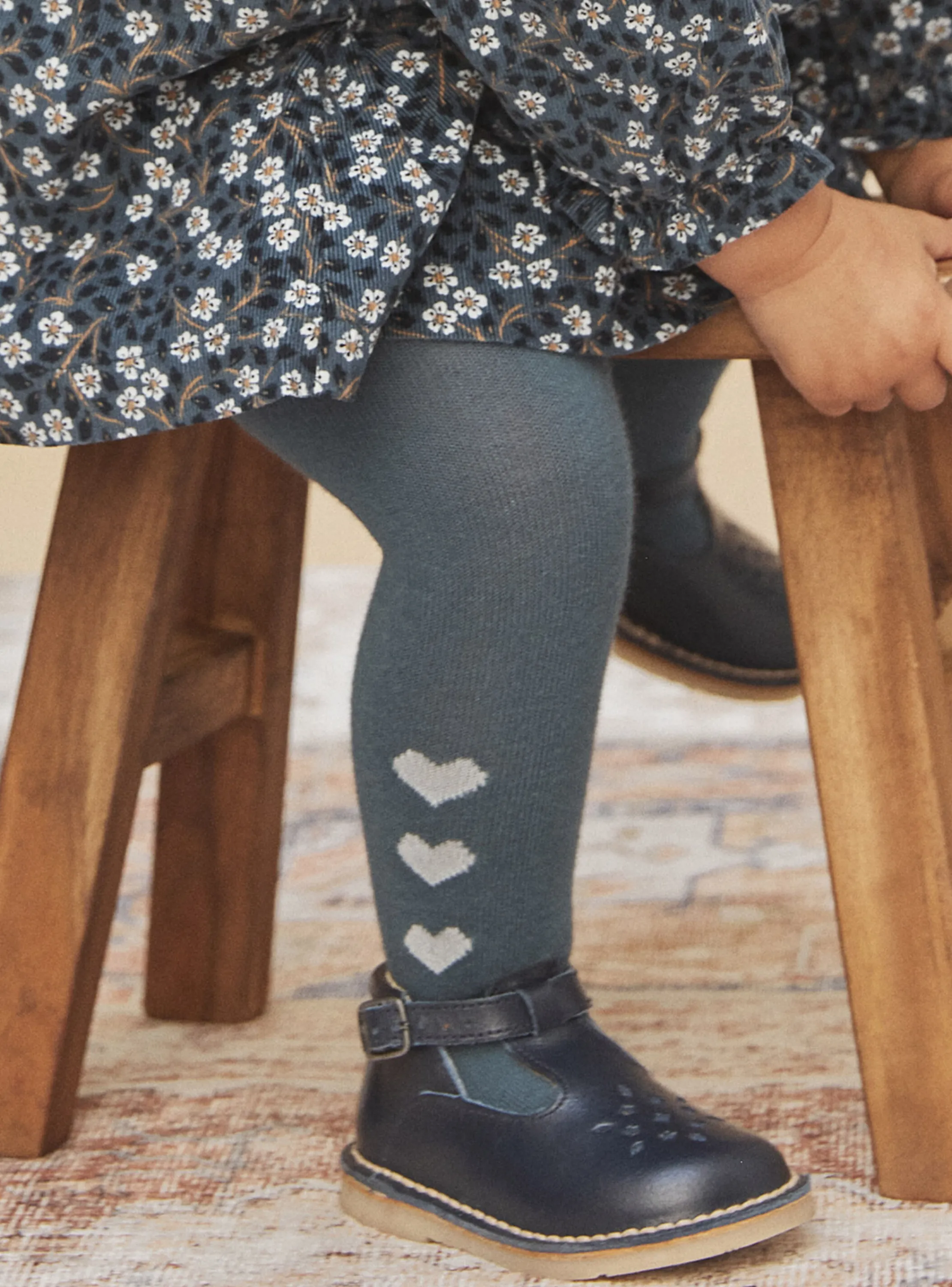 Flash Sale Sergent Major Slate blue tights with heart pattern