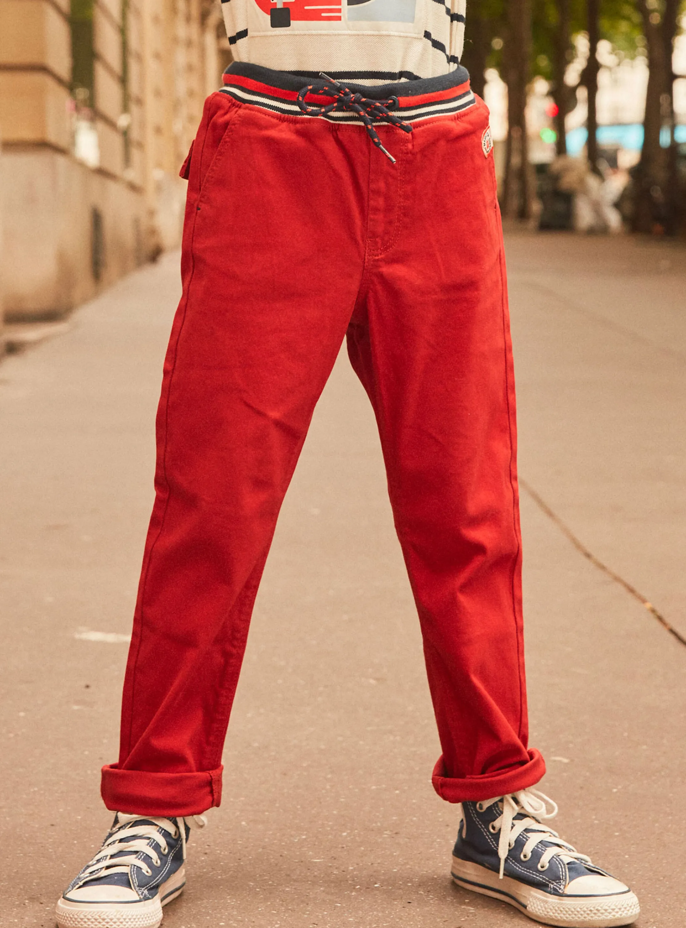 Discount Sergent Major Straight-leg red pants with elasticated waistband