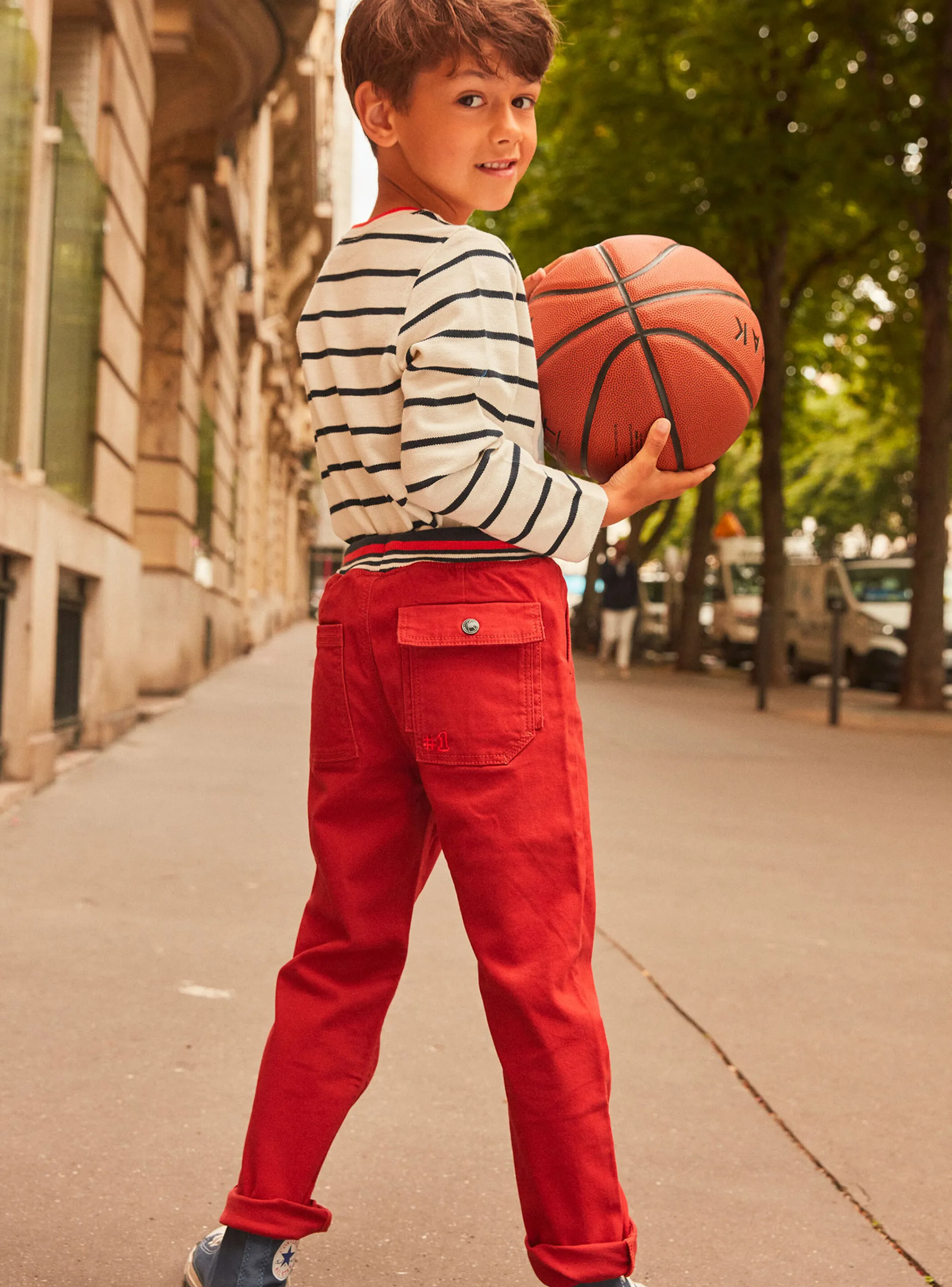 Discount Sergent Major Straight-leg red pants with elasticated waistband