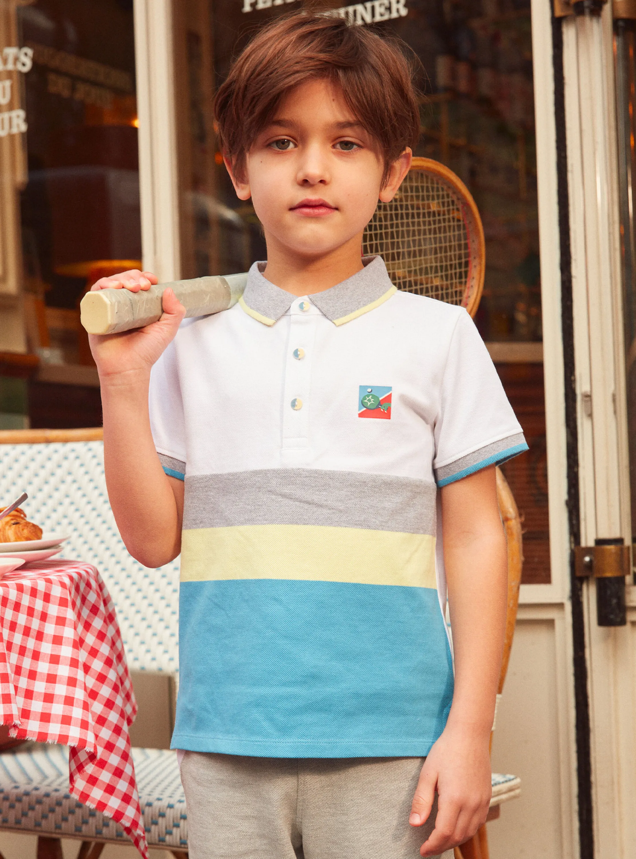 Online Sergent Major Tricolour striped polo shirt