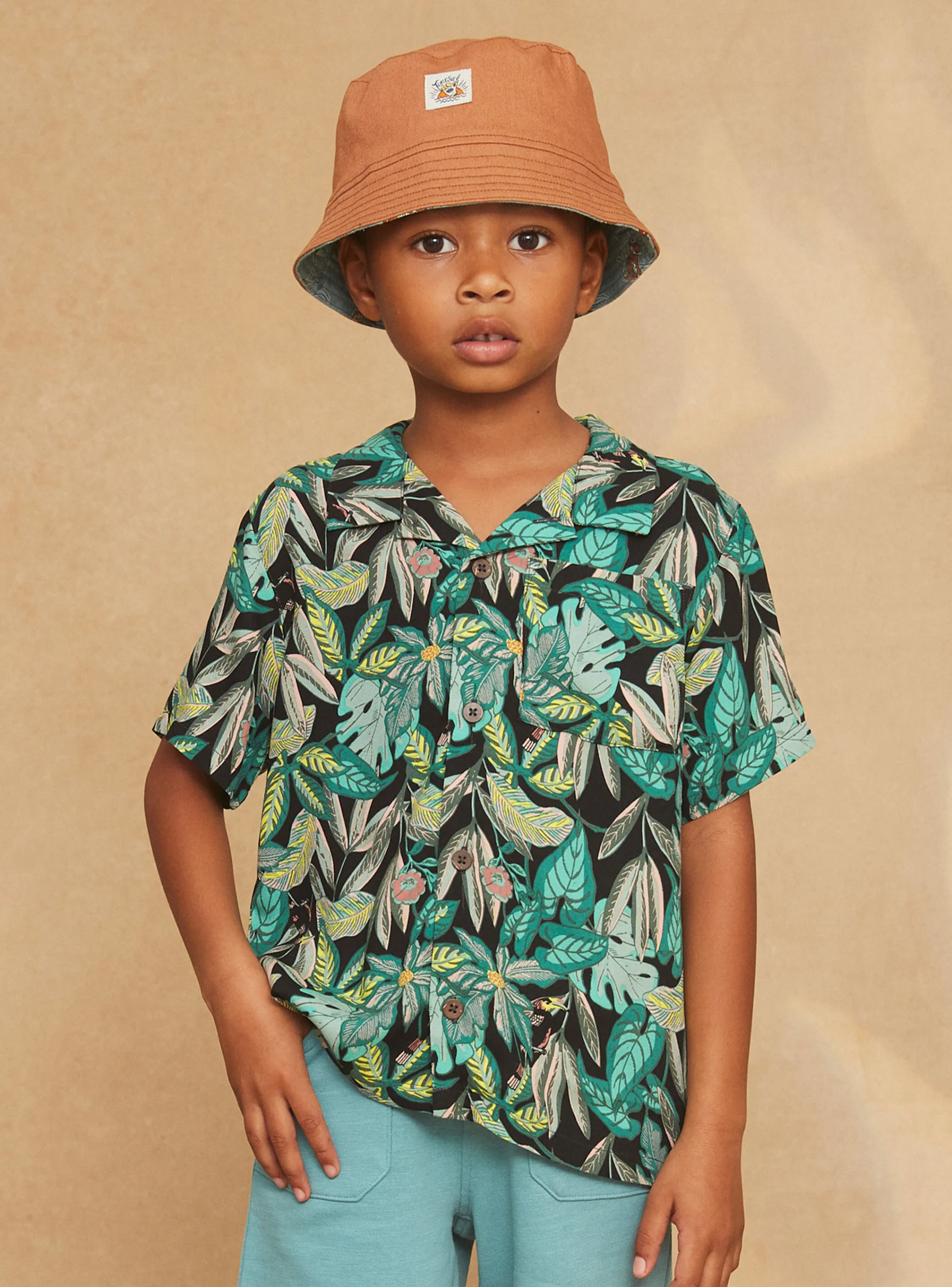 Shop Sergent Major Turquoise leaf-print shirt