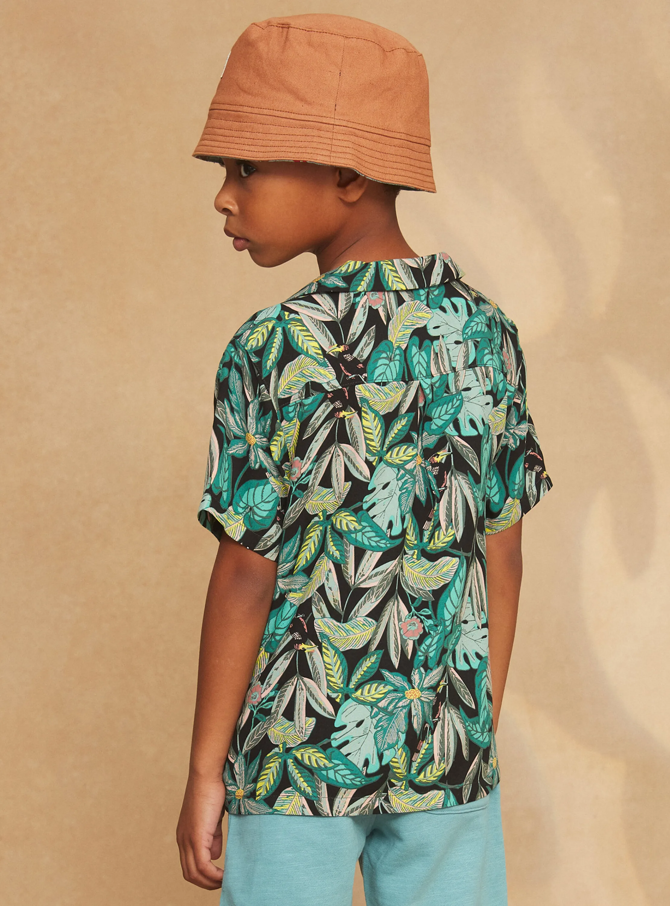 Shop Sergent Major Turquoise leaf-print shirt