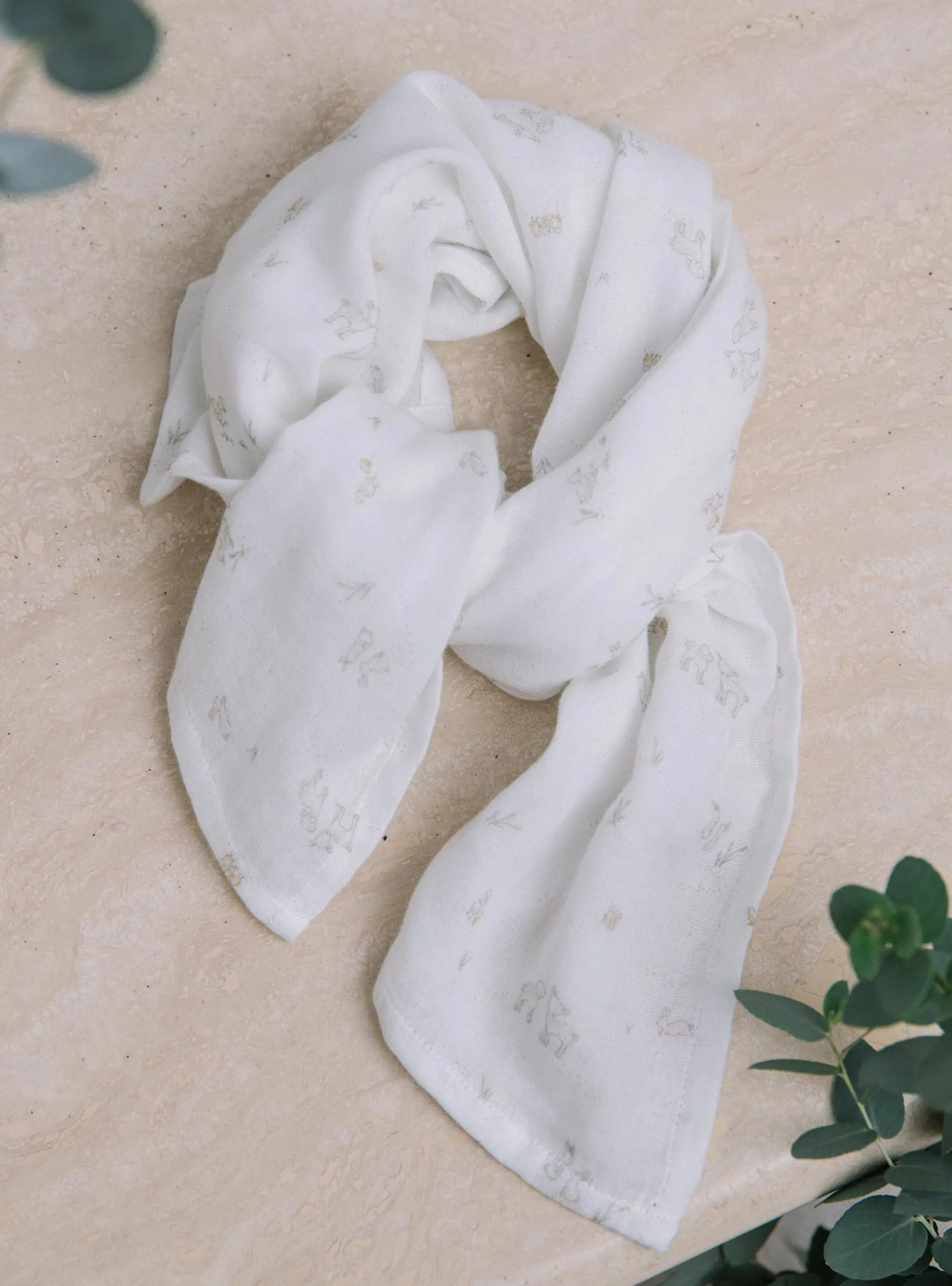 New Sergent Major Vanilla animal print diaper in double cotton gauze
