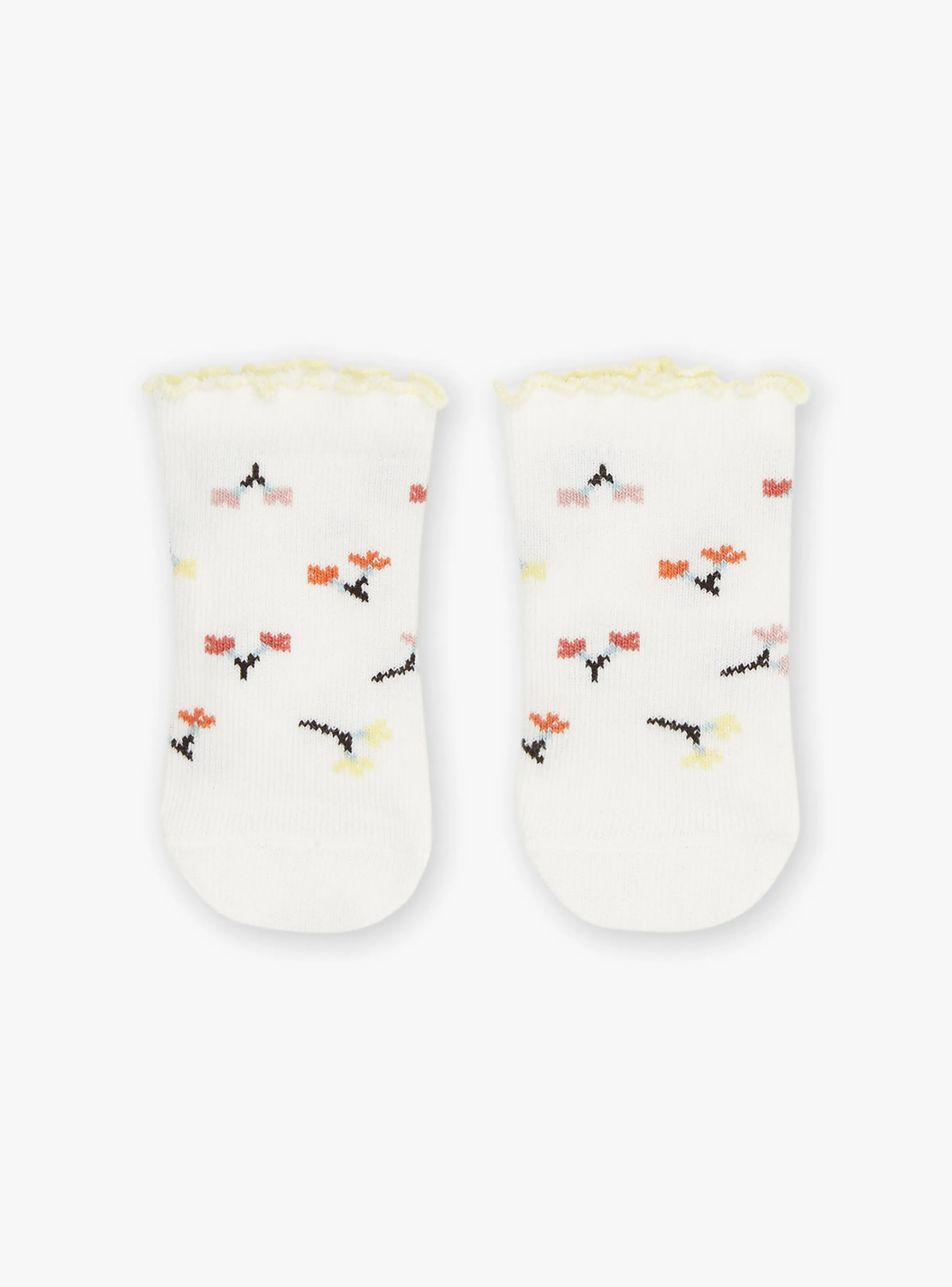 Outlet Sergent Major Vanilla floral-print jacquard socks