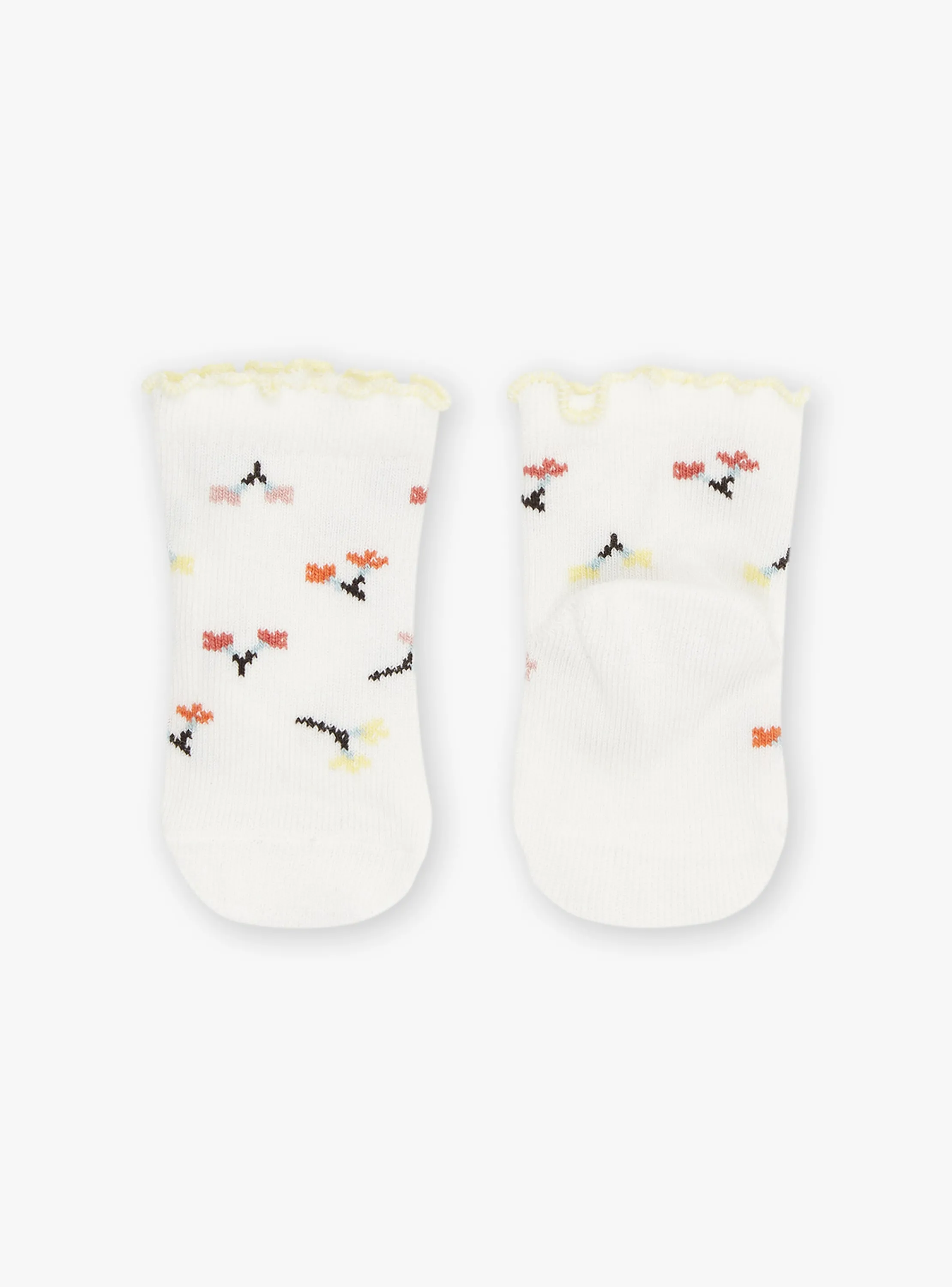 Outlet Sergent Major Vanilla floral-print jacquard socks