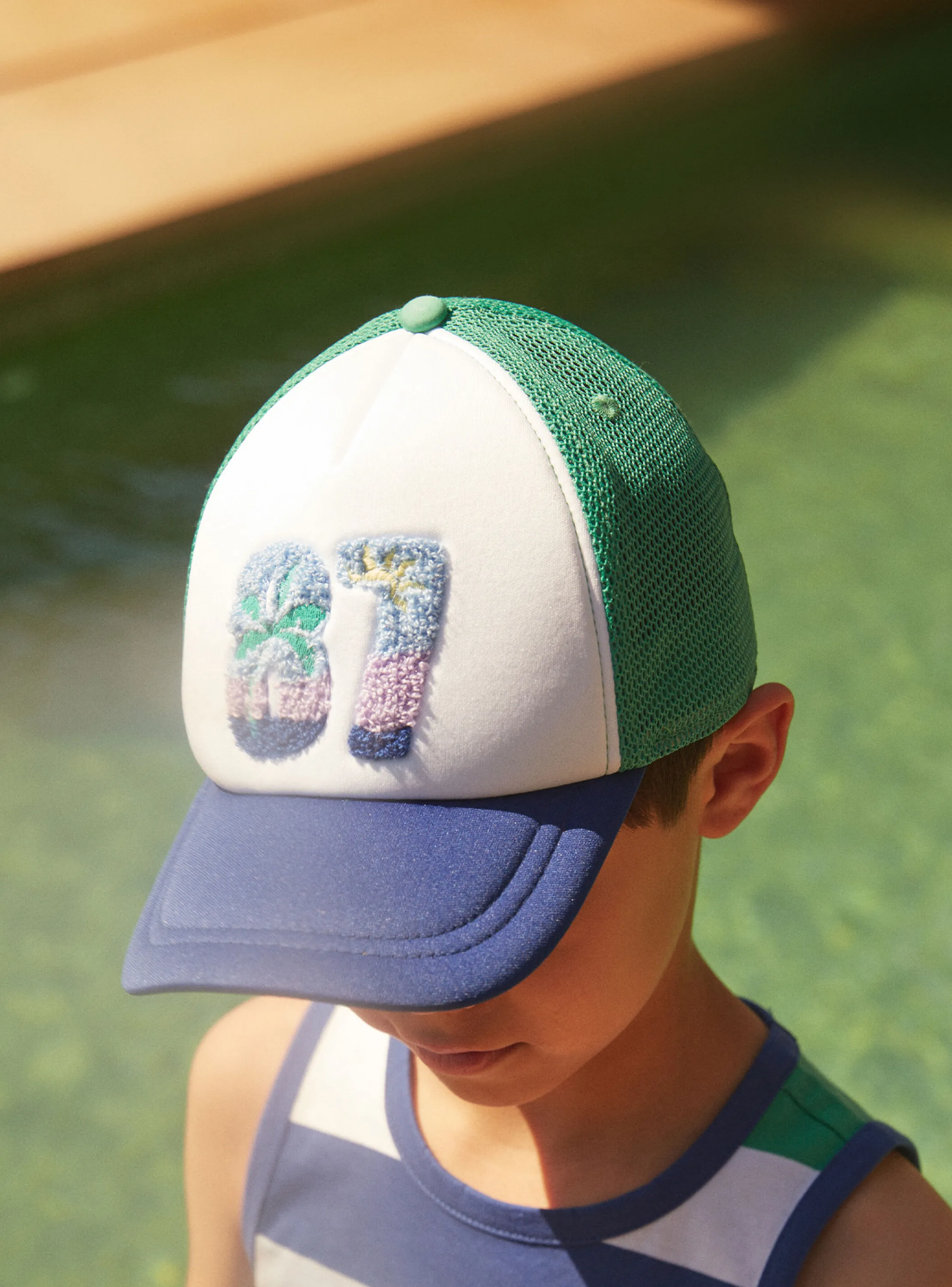 New Sergent Major White and green cap