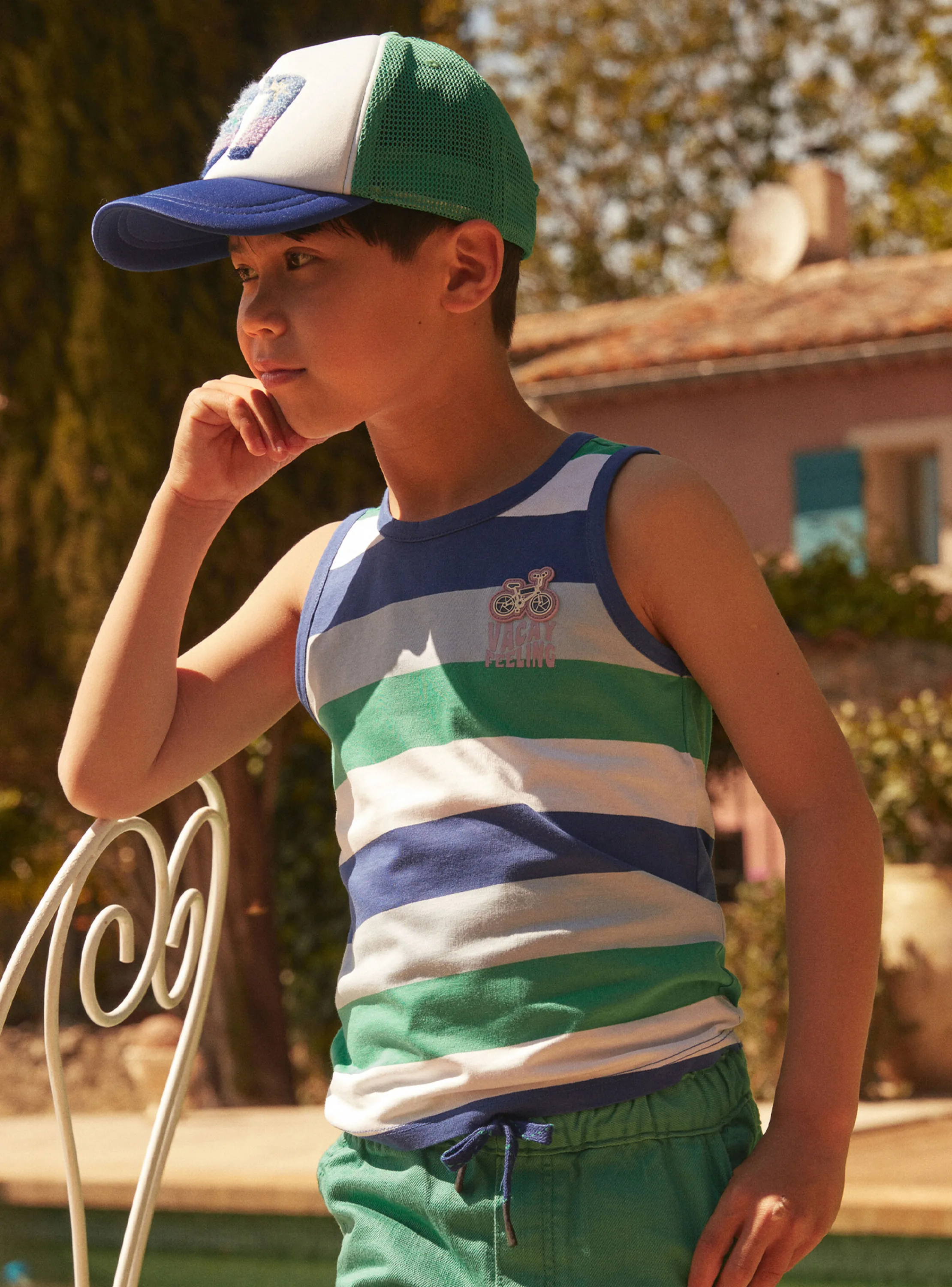 Discount Sergent Major White stripe print tank top