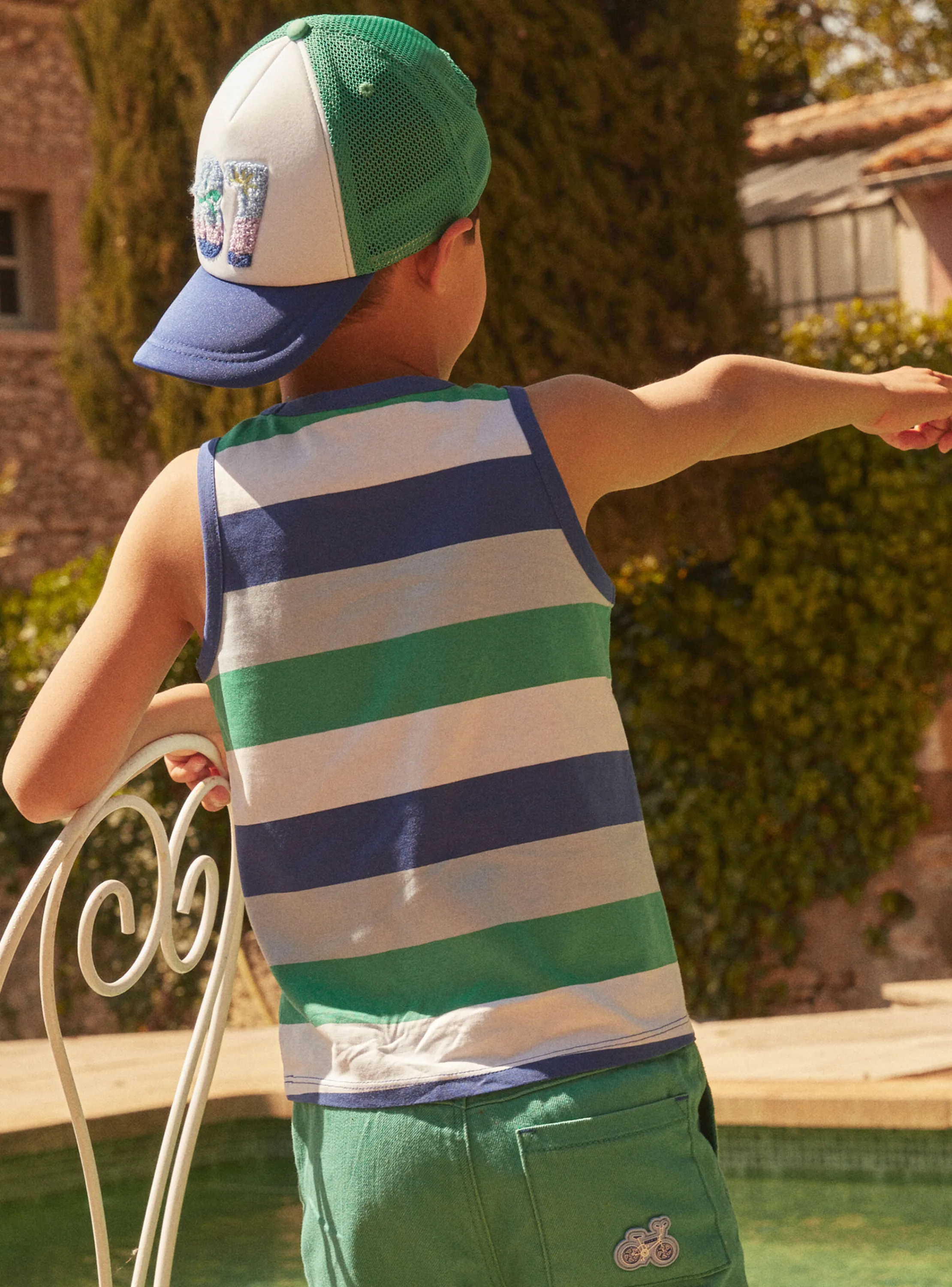 Discount Sergent Major White stripe print tank top