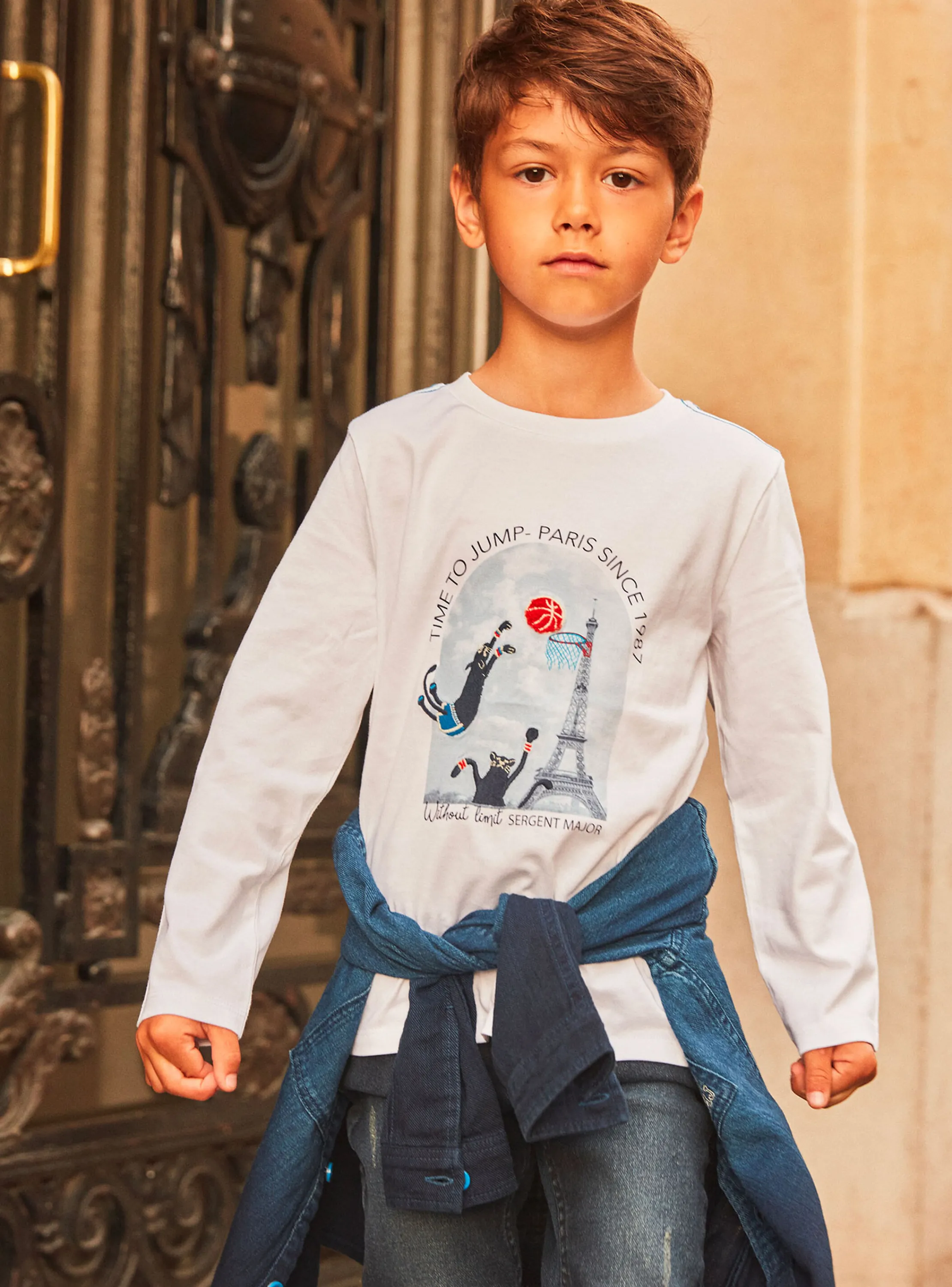 Best Sergent Major White T-shirt with basket-weave pattern in Paris