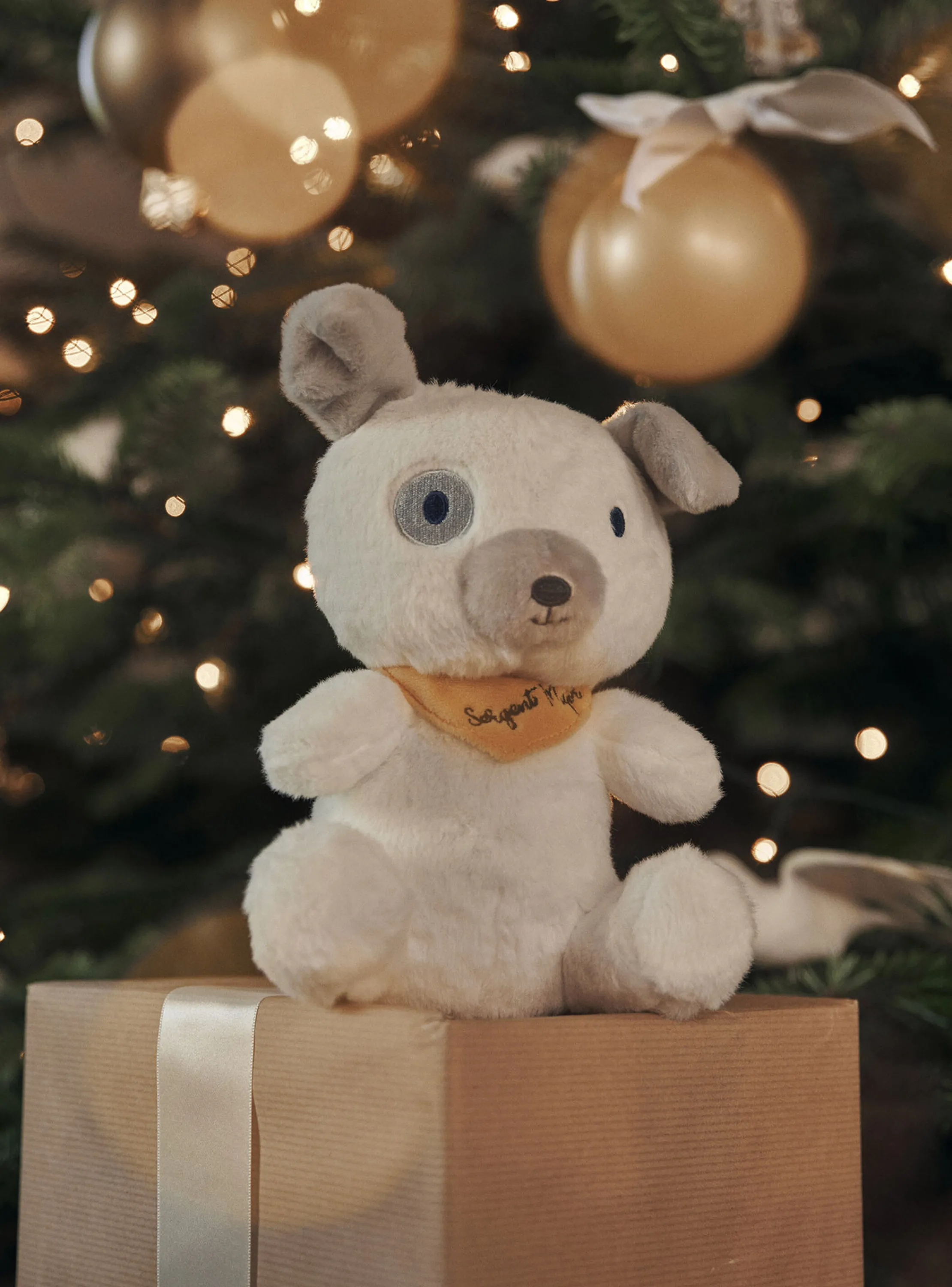 Clearance Sergent Major Yellow and white dog plush